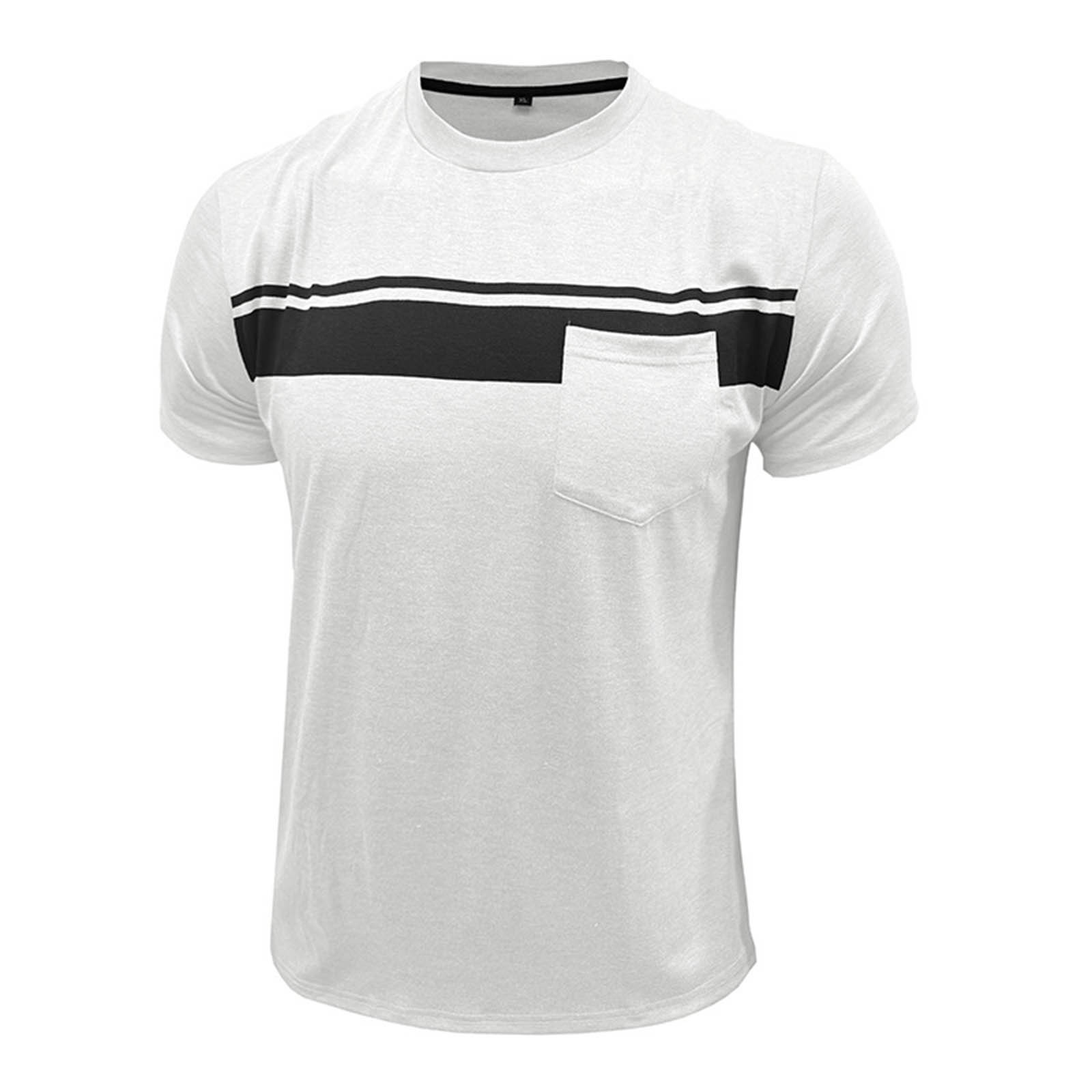 thumbnail image 5 of Camiseta de manga corta con cuello redondo y estampado a rayas para hombre, gráficos en 3D, poliéster y spandex, ropa informal para el día a día, tallas S-XXXL, 5 of 7